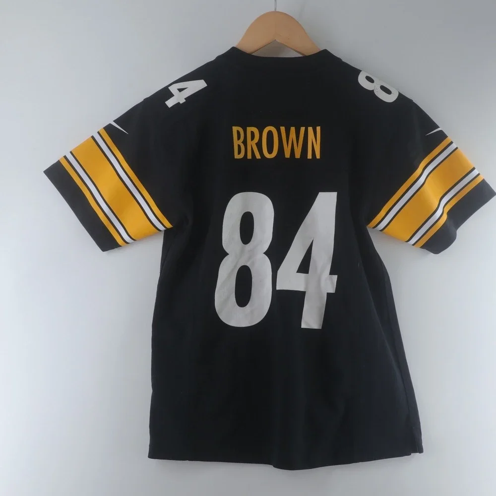 Nike Pittsburgh Steelers Antonio Brown Kids M 10/12 Black Good NFL Jersey 84
